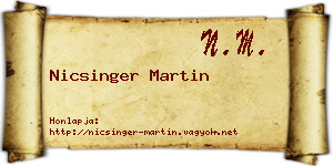 Nicsinger Martin névjegykártya